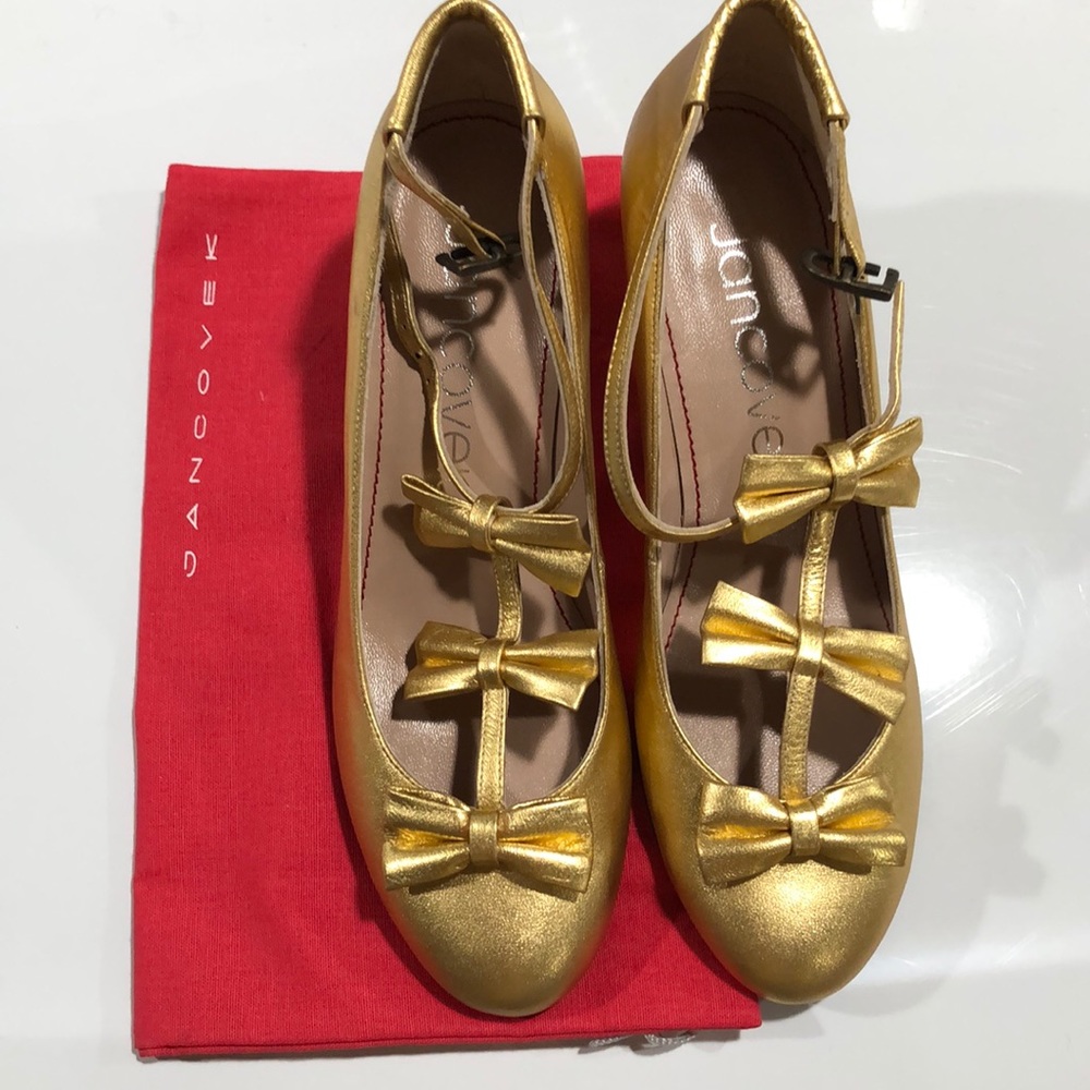 Anthropologie BHDLN Jancover gold strap heels Sz 6